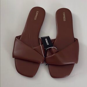 NWT Express Women's Brown Slide Sandals Summer Women’s Size 10